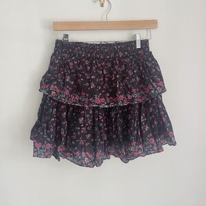 LoveShackFancy Fancy Black Cotton Mini Skirt - XS